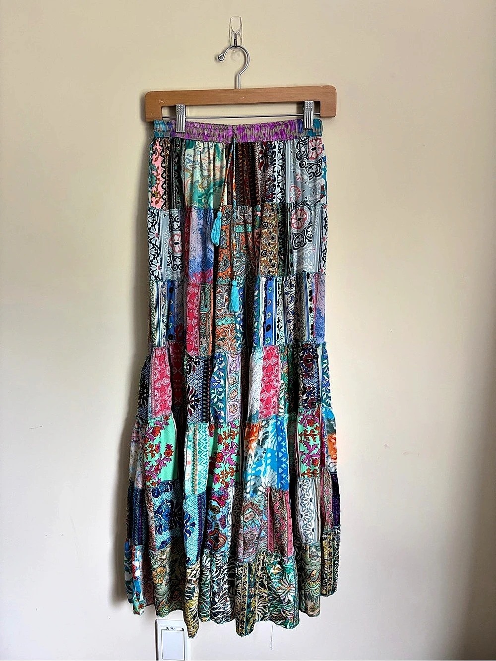 Indian Boutique Patchwork Paisley Maxi Skirt in Multicolor Like New